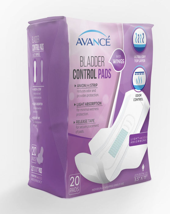 Avancé Light Absorbency 3.5" x 11" Bladder Control Pad with Wings