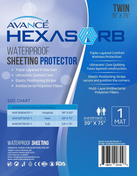 Avancé Hexasorb Waterproof Mattress Sheeting Protector Twin 39" x 75"