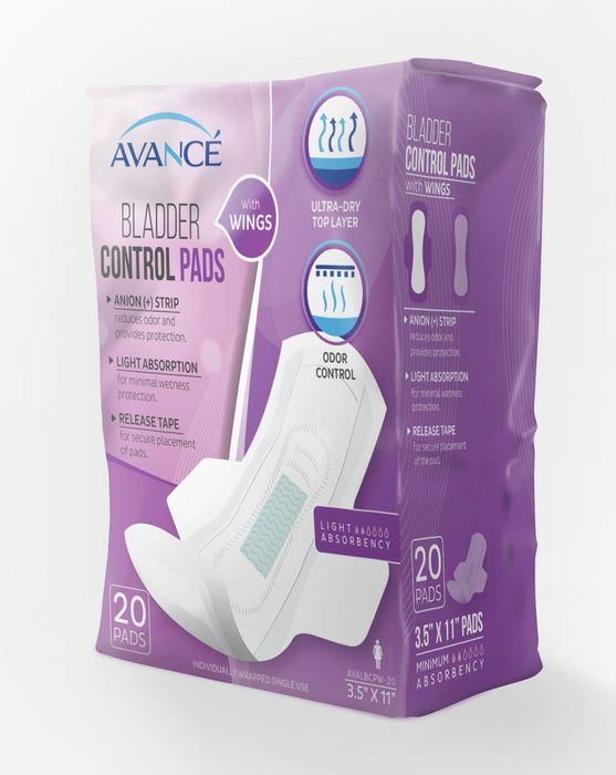 Avancé Light Absorbency 3.5" x 11" Bladder Control Pad with Wings