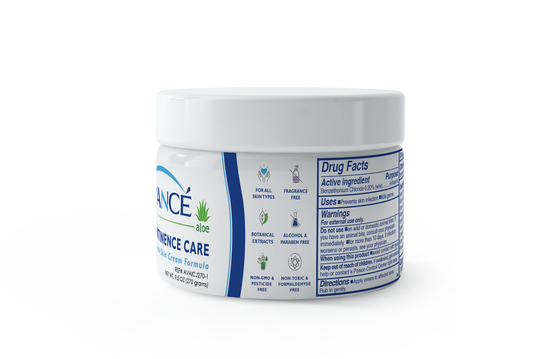 Avancé Aloe Incontinence Care Antibacterial Skin Cream Formula, 270 Grams, 9.5 Oz Jar, Each