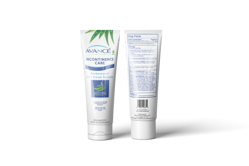 Avancé Aloe Incontinence Care Antibacterial Skin Cream Formula, 270 Grams, 9.5 Oz Tube, Each